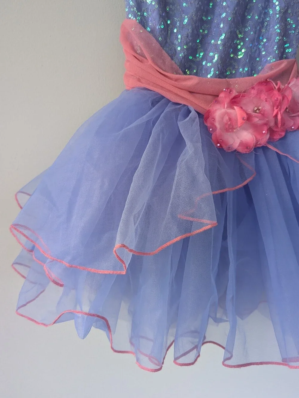 Weissman Girls Periwinkle Sequin Pink Floral Ballet Dance Costume